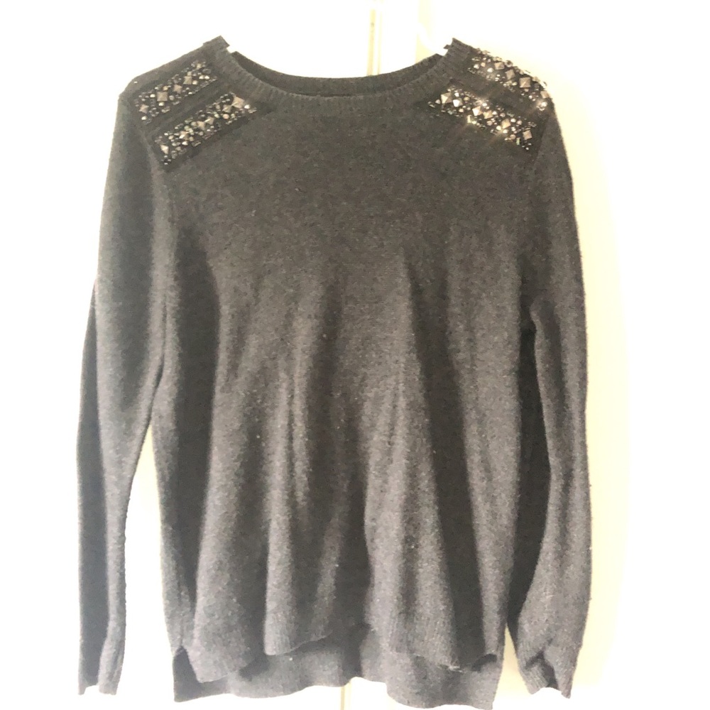 Dark grey Topshop embellished crewneck sweater